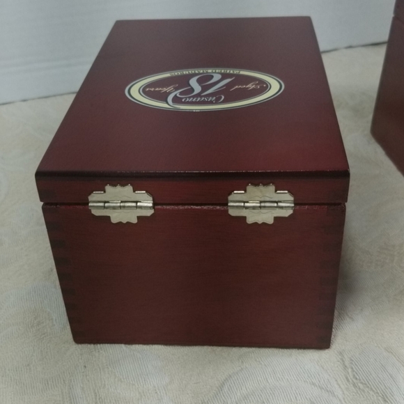 Lot of 2 Wooden Cigar Boxes Hinged Storage Stained Vintage Style Craft Organizer - Picture 4 of 5